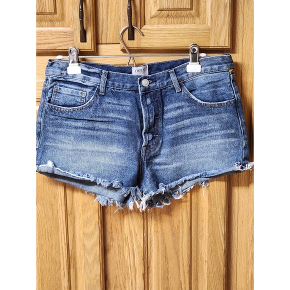 TWELVE By Ontwelfth Women Blue Denim Shorts 28 - Picture 1 of 4